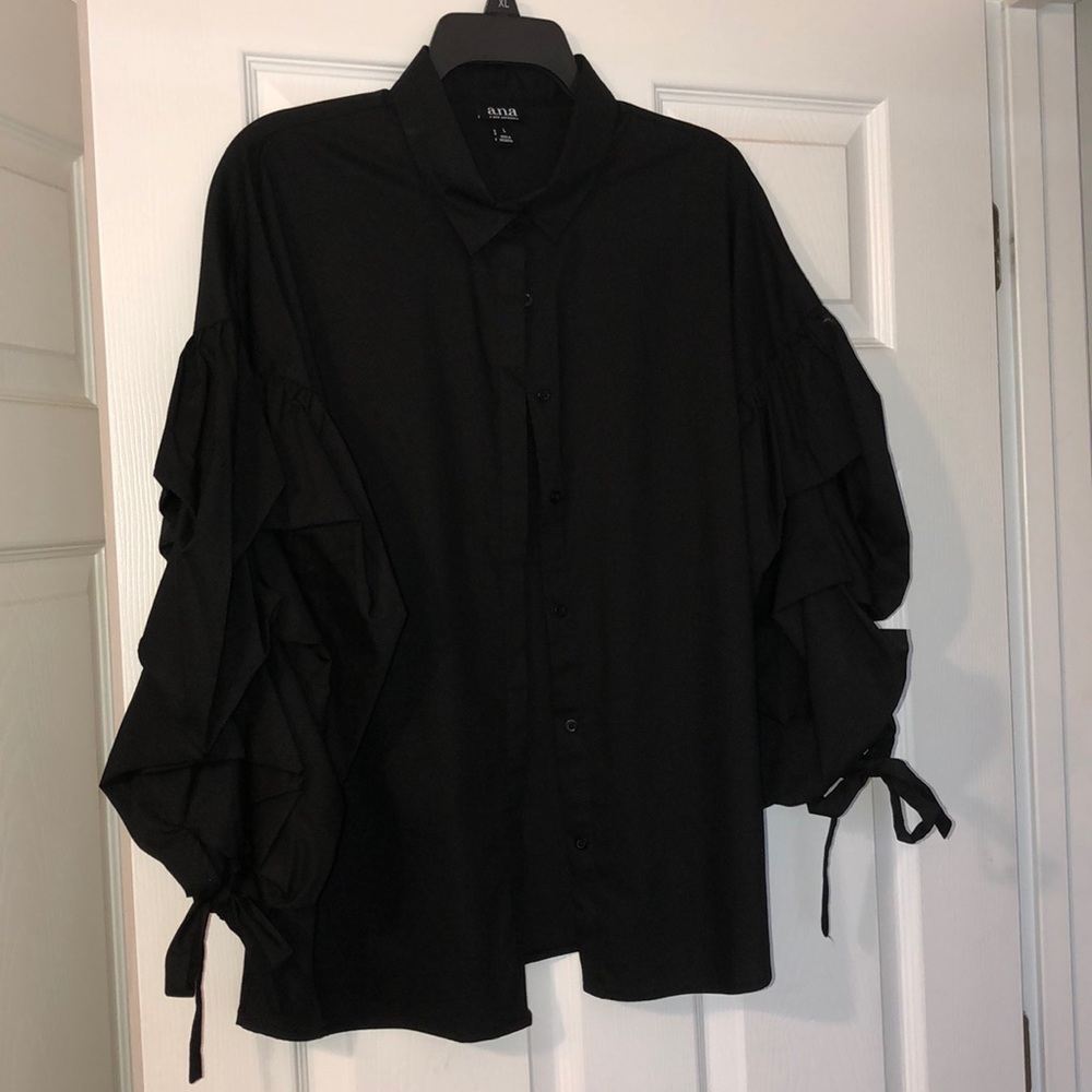 🔥 a.n.a Black Dress Shirt wCrinkle Sleeve